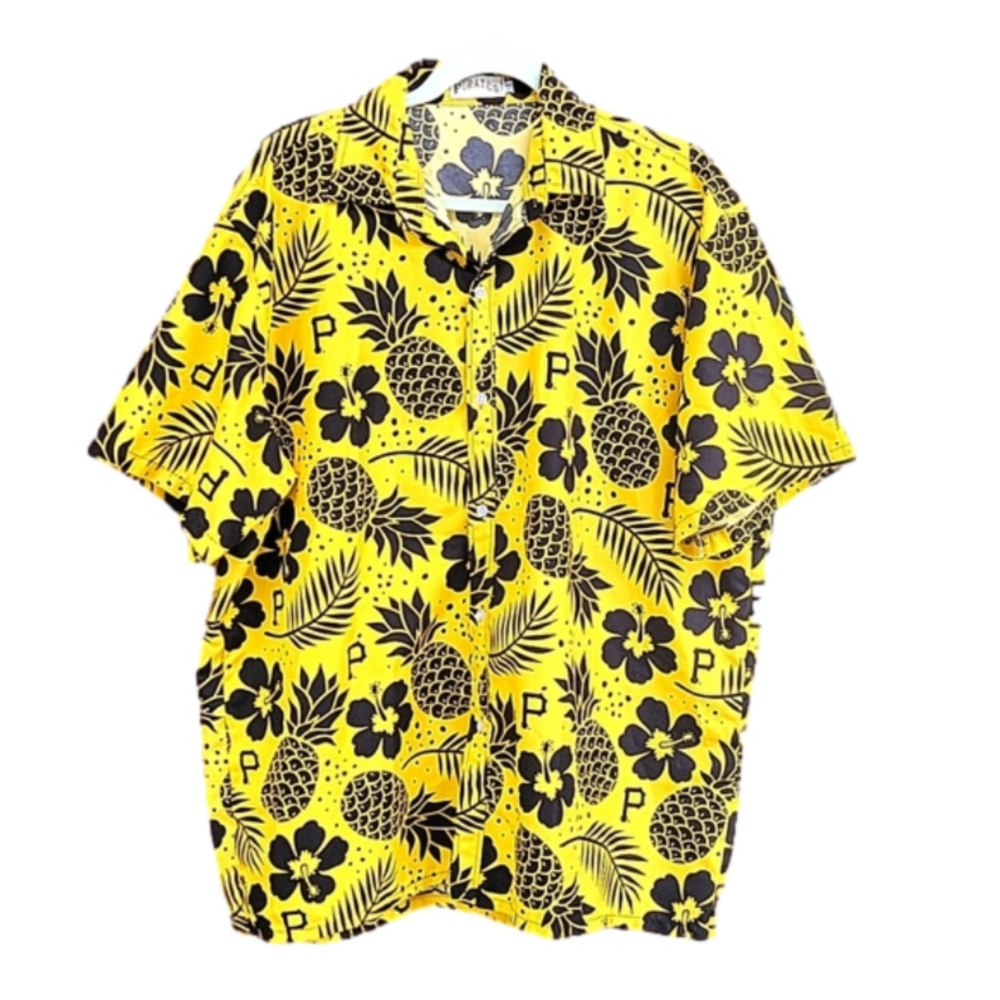 PITTSBURGH PIRATES Hawaiian Night 2023 button down SS pineapple print XL Levin